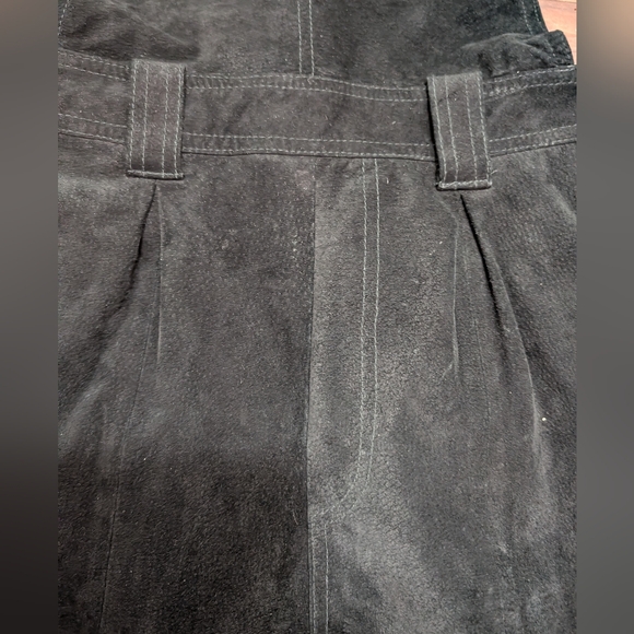 Express Compagnie Internationale Vtg 90s Black Suede Overall Shorts size L - Picture 8 of 16